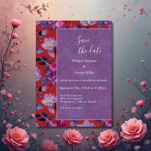 Invitation mariage de verdure fleur sauvage lilas coloré