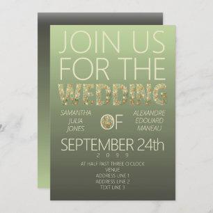 Invitation Mariage de verdure fleurie moderne Sage Green Ombr