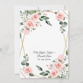 Invitation Mariage de verdure fleurie rose et blanc (Dos)