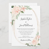 Invitation Mariage de verdure fleurie rose vif (Devant / Derrière)