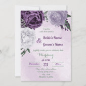 Invitation mariage de verdure fleurie violette et blanche (Devant)