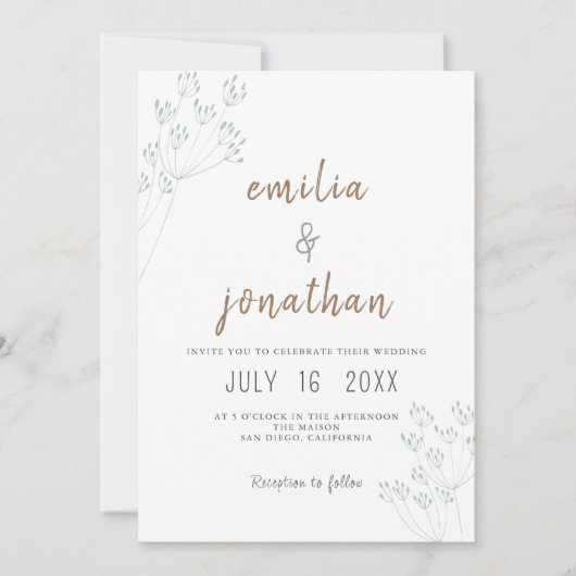 Invitation Mariage de verdure florale (Devant)