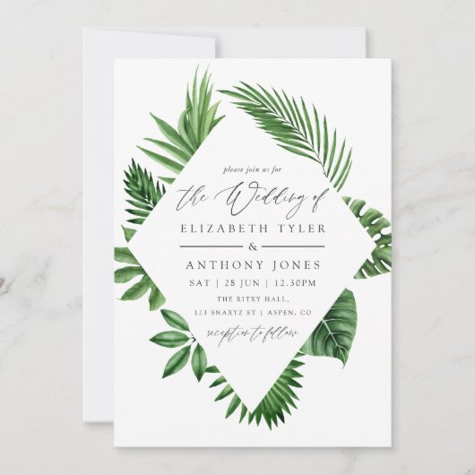 Invitation Mariage de verdure forestière tropicale (Devant)