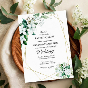 Invitation Mariage de verdure géométrique or
