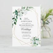 Invitation Mariage de verdure géométrique or (Debout devant)