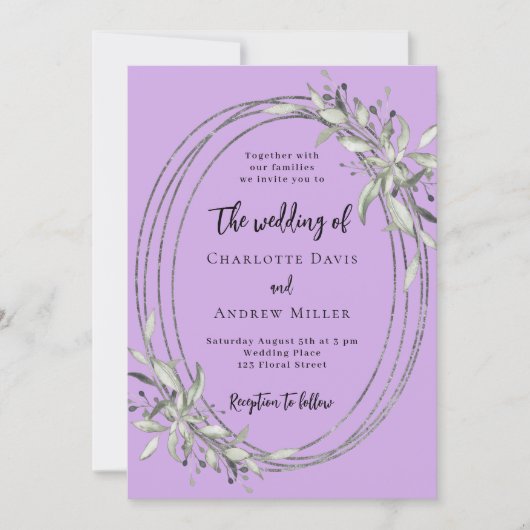 Invitation Mariage de verdure lavande (Devant)