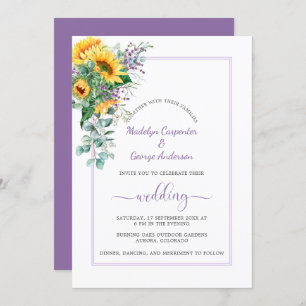Invitation Mariage de verdure Lavande de tournesol Eucalyptus