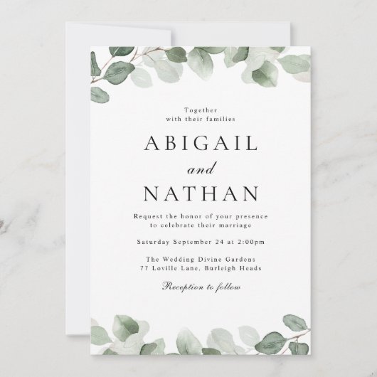Invitation Mariage de verdure moderne (Devant)