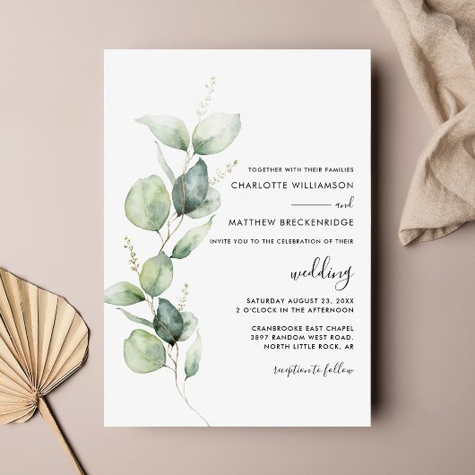 Invitation Mariage de verdure moderne Eucalyptus