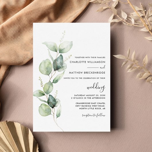 Invitation Mariage de verdure moderne Eucalyptus