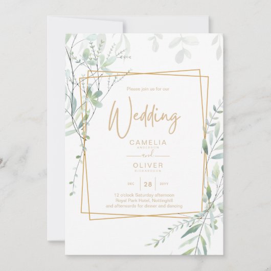 Invitation Mariage de verdure moderne QR Code RSVP (Devant)