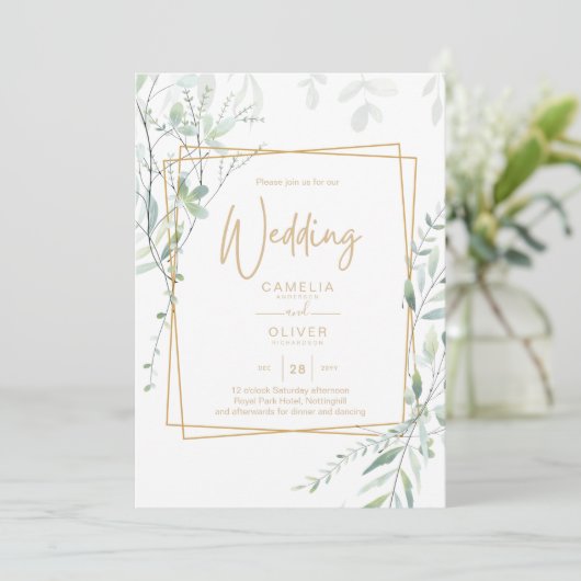 Invitation Mariage de verdure moderne QR Code RSVP (Debout devant)