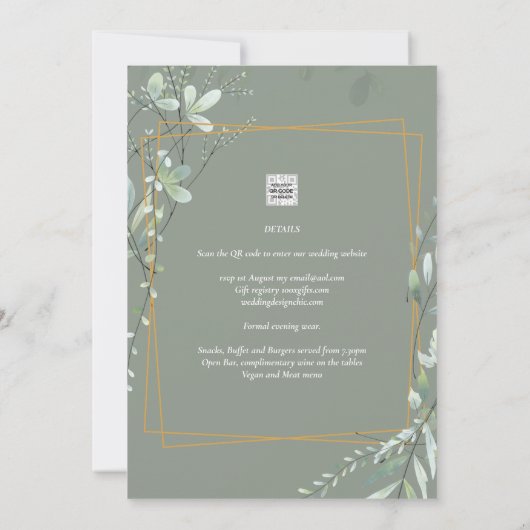 Invitation Mariage de verdure moderne QR Code RSVP (Dos)