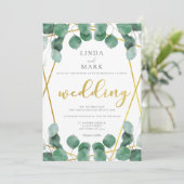 Invitation Mariage de verdure moderne Sage et or Eucalyptus (Debout devant)