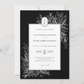 Invitation Mariage de verdure noir et blanc Monogramme Photo (Devant)