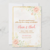 Invitation Mariage de verdure rose fleurie aux accents or (Devant)