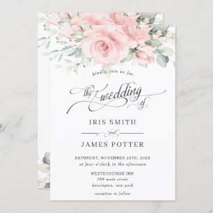 Invitation Mariage de verdure rose pâle chic