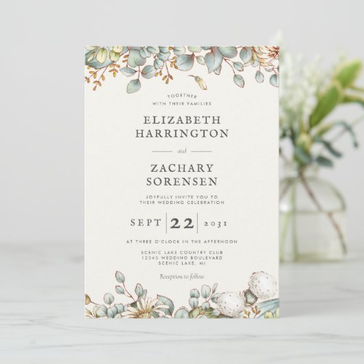 Invitation Mariage de verdure rustique (Debout devant)