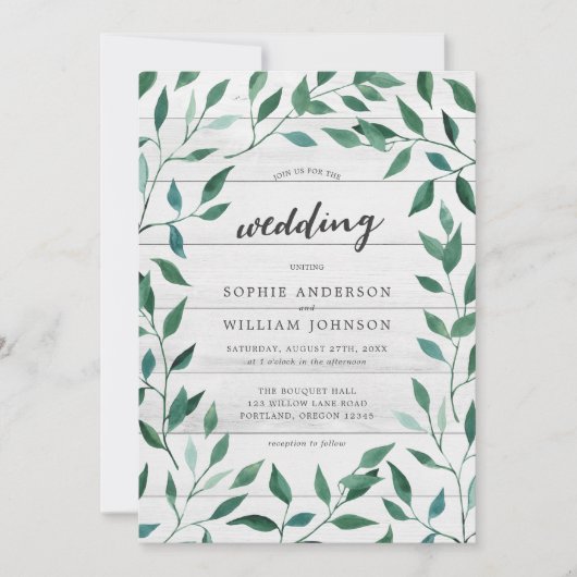Invitation Mariage de verdure rustique (Devant)