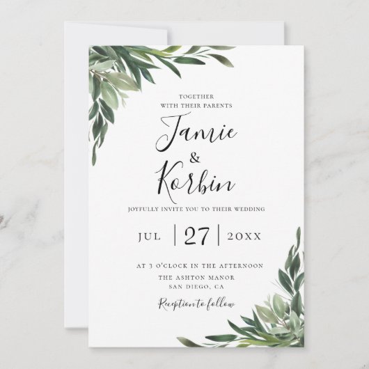 Invitation Mariage de verdure rustique chic (Devant)