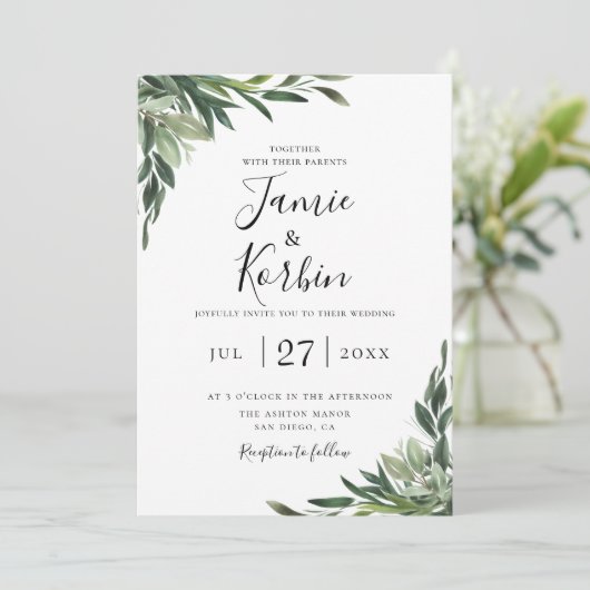 Invitation Mariage de verdure rustique chic (Debout devant)