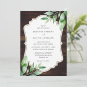 Invitation Mariage de verdure rustique en bois (Debout devant)