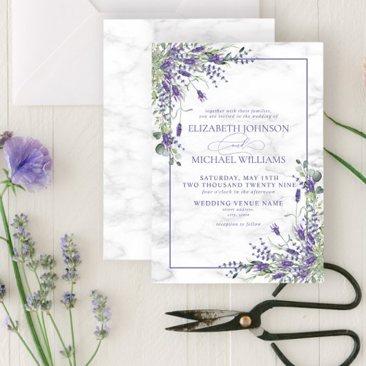 Invitation Mariage de verdure rustique Lavande Eucalyptus
