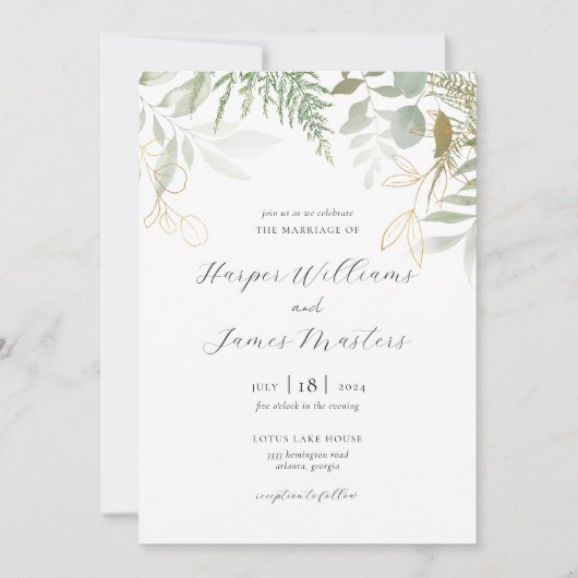 Invitation Mariage de verdure sauvage (Devant)