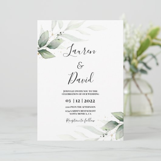 Invitation mariage de verdure simple (Debout devant)