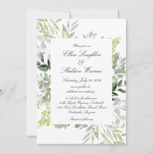 Invitation Mariage de verdure toscane (Devant)