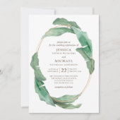 Invitation Mariage de verdure tropicale. Aquarelle botanique (Devant)