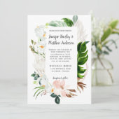 Invitation Mariage de verdure tropicale blanc pâle (Debout devant)
