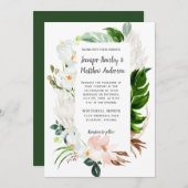 Invitation Mariage de verdure tropicale blanc pâle (Devant / Derrière)