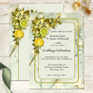 Invitation Mariage de verger de citron d'aquarelle