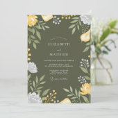 Invitation Mariage de verger luxuriant vert olive (Debout devant)