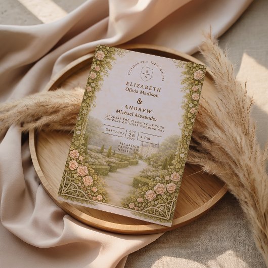 Invitation Mariage de vigne dans un jardin rustique