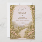 Invitation Mariage de vigne dans un jardin rustique (Devant)