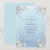 Invitation Mariage de Vigne Lilas Céleste (Devant / Derrière)