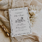 Invitation Mariage de vignes à main de charbon