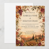 Invitation Mariage de vignoble automnal rustique (Devant / Derrière)