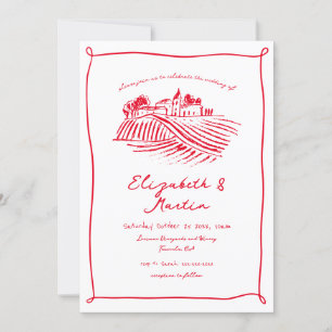 Invitation Mariage de vignoble fantaisiste au vin rouge