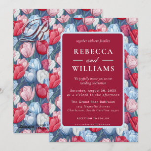 Invitation Mariage de vignoble fantaisiste aux tulipes coloré