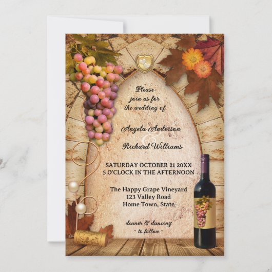 Invitation Mariage de vignoble ou de vignoble rustique (Devant)