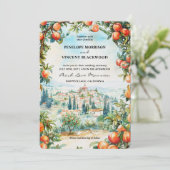 Invitation Mariage de ville de Peach Watercolor (Debout devant)