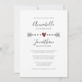 Invitation Mariage de vin rouge de coeur et de flèche de géom (Devant)