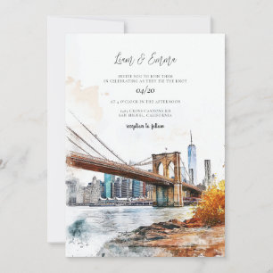 Invitation Mariage de vinification de l'aquarelle de New York