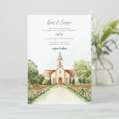 Invitation Mariage de vinification de l'église aquarelle (Debout devant)