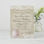 Invitation Mariage de vintage Lace Beach (Debout devant)