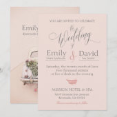 Invitation Mariage de voiture Getaway Romantic Blush Pink Inv (Devant / Derrière)