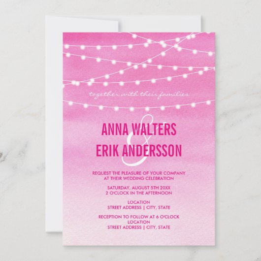 Invitation Mariage de voyants de chaîne d'aquarelle (Devant)